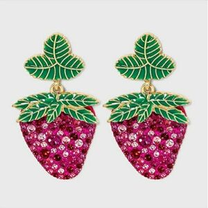 SUGARFIX by BaubleBar Crystal Strawberry Drop Earrings - Berry Tale